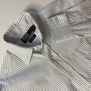 VTG Polo Ralph Lauren Shirt Men's Lowell White w/ Blue Stripes 141/2-33